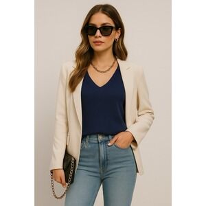 Nine & Company Women's Navy V-Neck Sleeveless Knit‎ Pullover Top XL NWT Classic